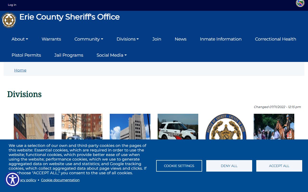 Amherst warrant records Erie County Sheriff divisions