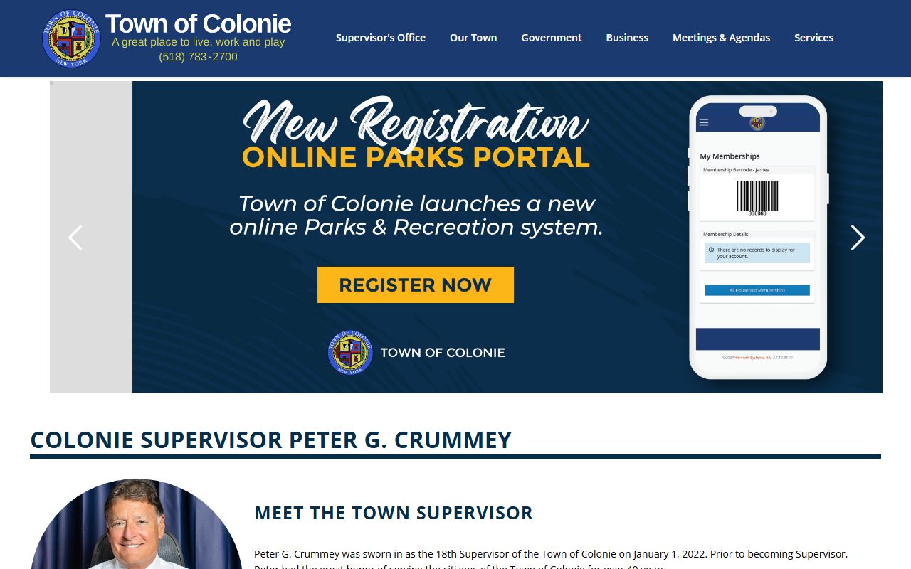 Colonie warrant records town website homepage