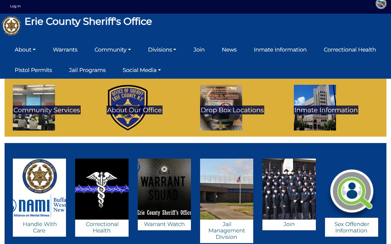 Hamburg warrant records Erie County Sheriff page