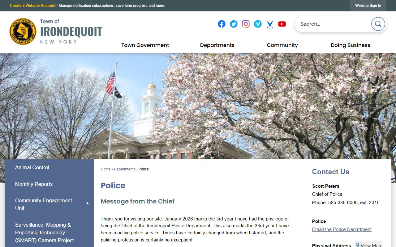 Irondequoit warrant records police department page