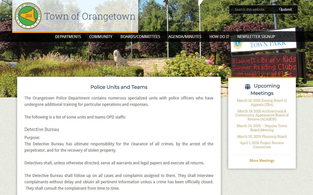 Orangetown warrant records police units and teams page