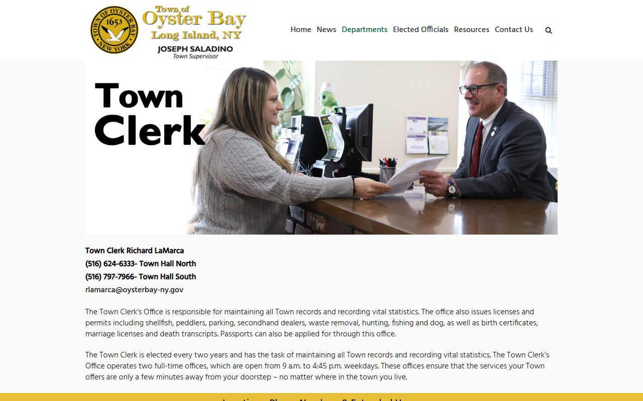 Oyster Bay warrant records town clerk office