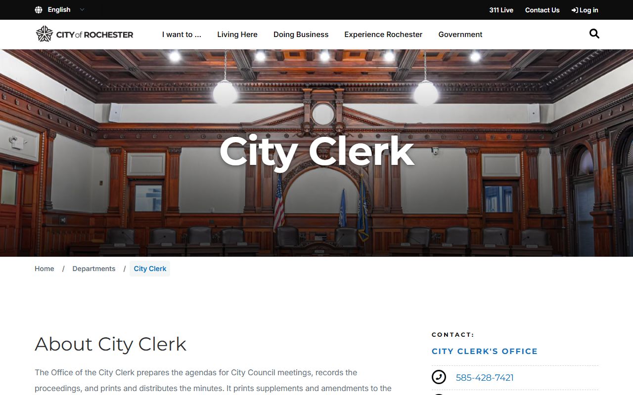 Rochester warrant records city clerk office page