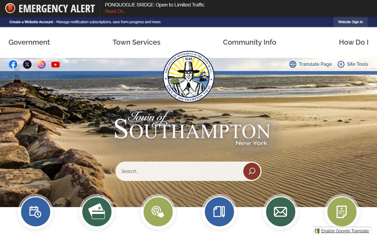 Southampton warrant records town website homepage