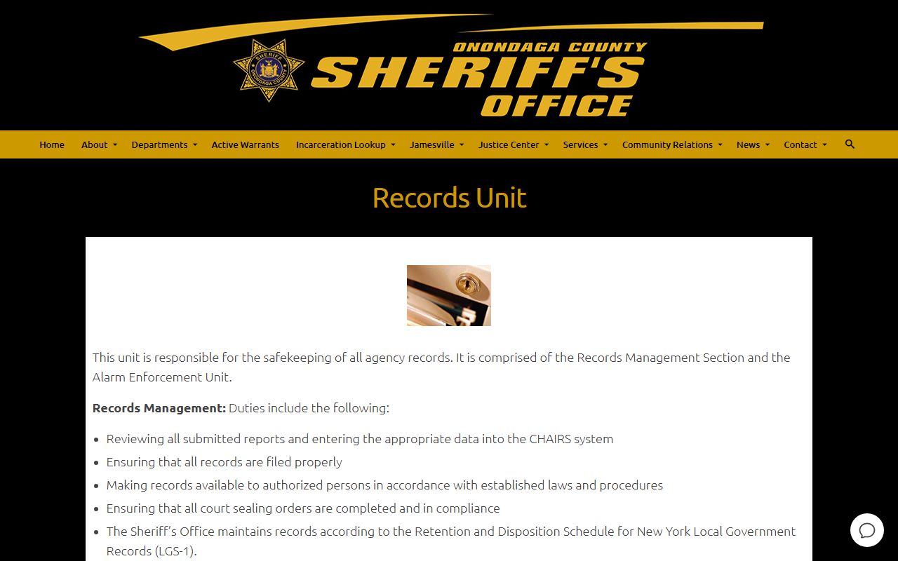 Syracuse warrant records sheriff records unit information