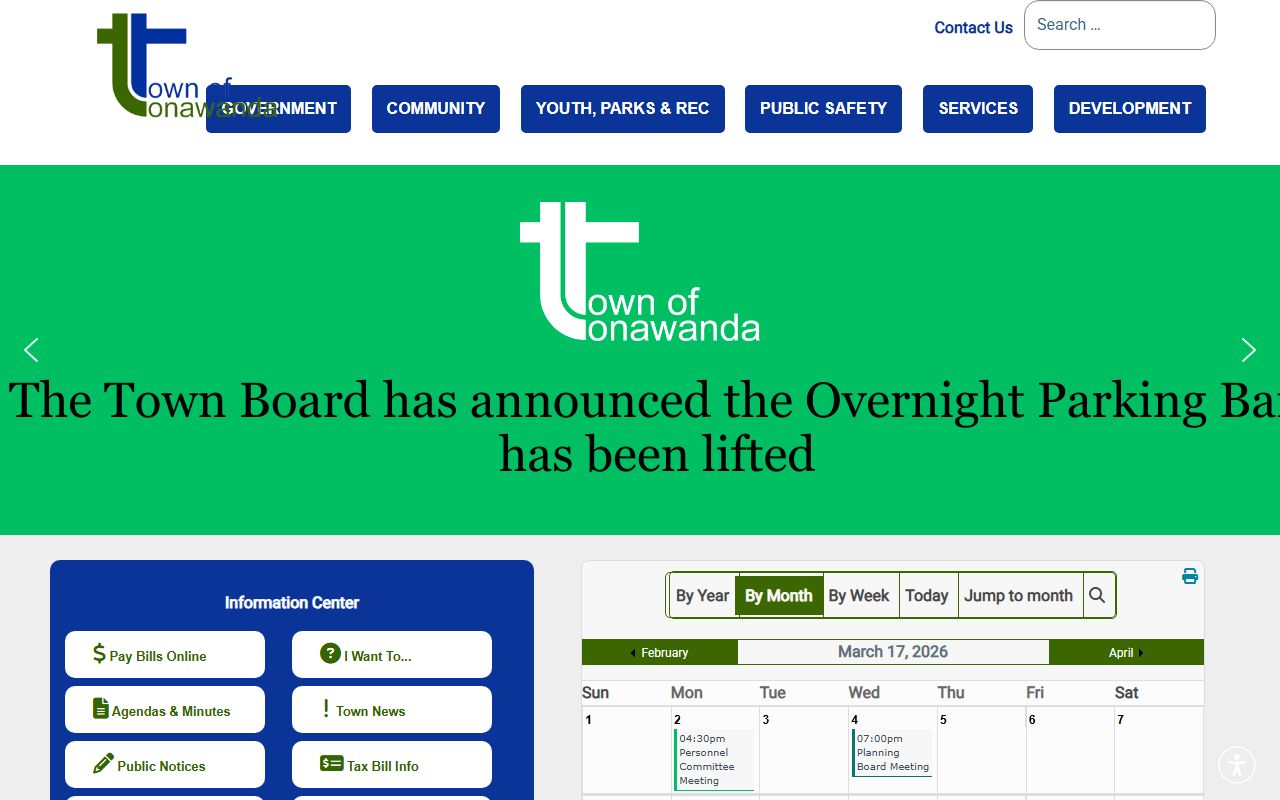Tonawanda warrant records town website homepage