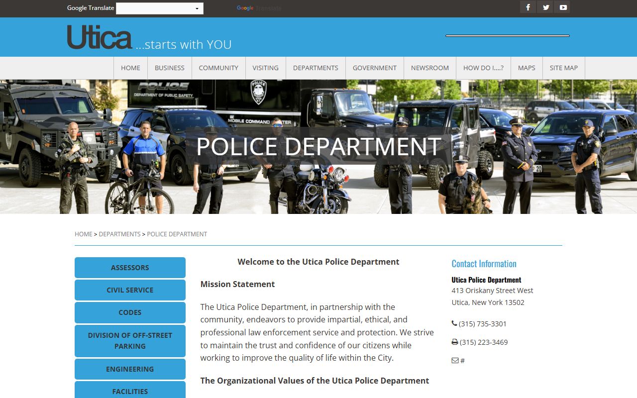 Utica warrant records police department page