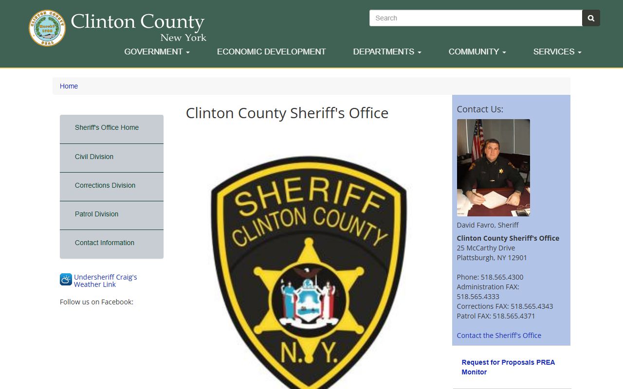 Clinton County warrant records Sheriff's Office website