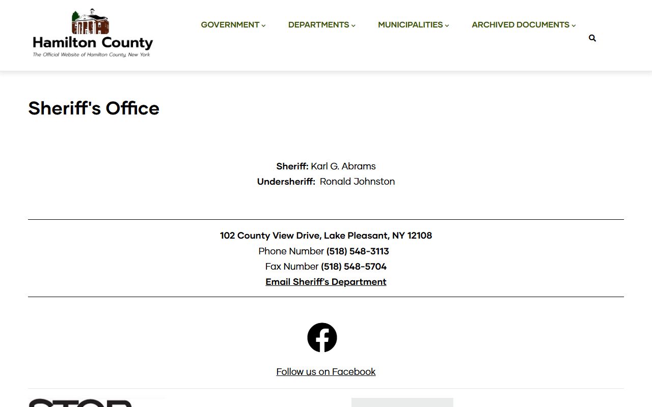 Hamilton County warrant records Sheriff's Office website
