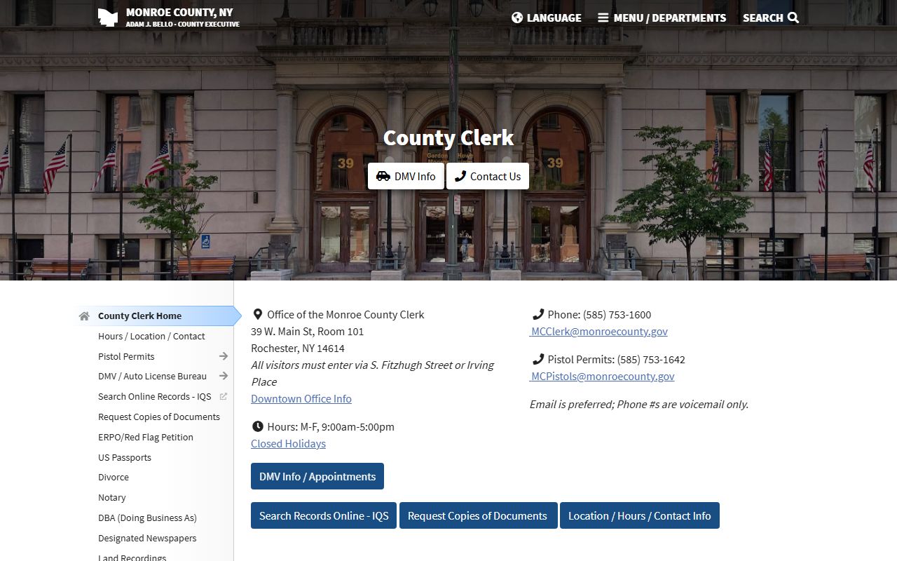 Monroe County warrant records Clerk's Office website for court records access