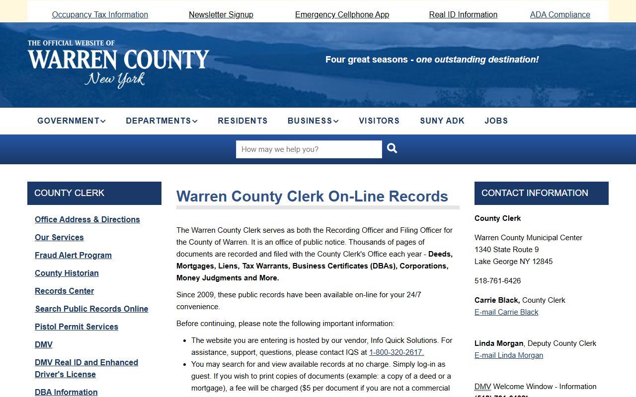 Warren County warrant records clerk online records portal