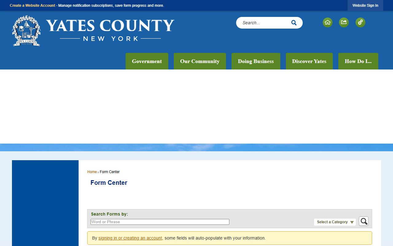 Yates County warrant records FOIL request form page
