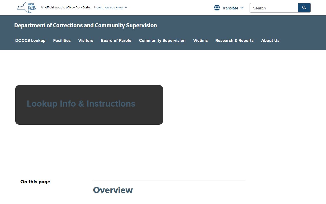 New York warrant records DOCCS lookup instructions