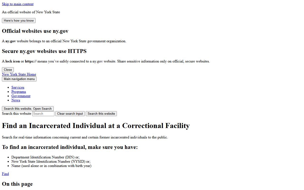 New York warrant records incarcerated individual portal