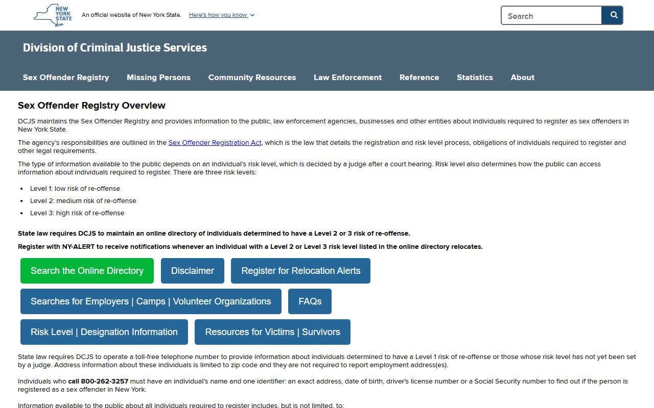 New York warrant records sex offender registry search